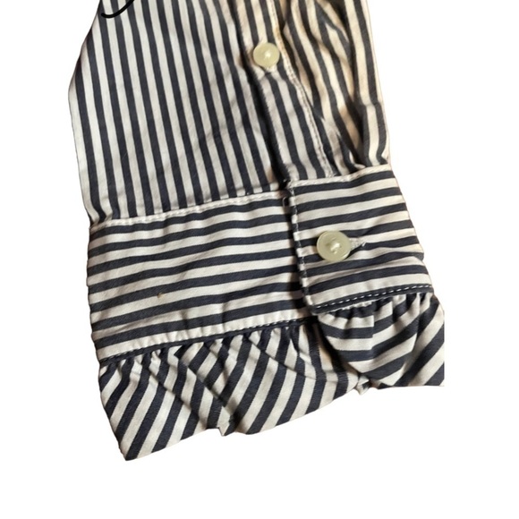Banana Republic long sleeve navy striped button down with ruffles size medium - Picture 5 of 5